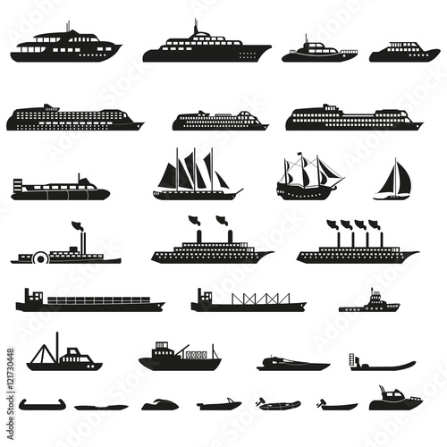 Set of ships and boats.