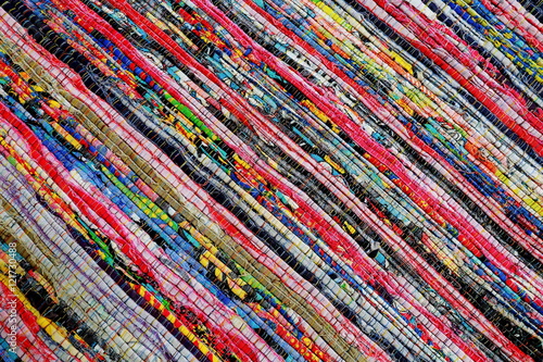 Texture of handmade fabrics color style rug surface.