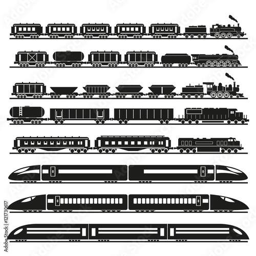 Trains set. Vector illustration.  photo