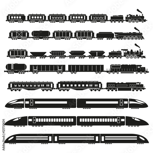 Trains set. Vector illustration. 