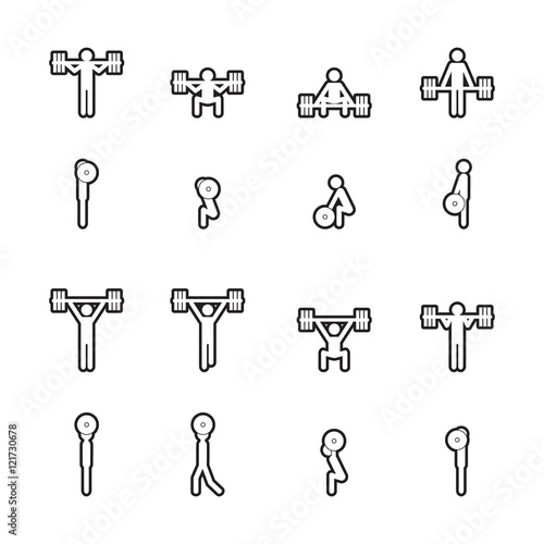 Weightlifting icon set. Vector illustration. 