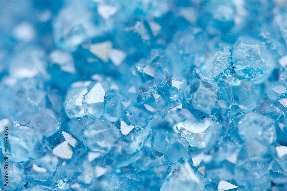Blue crystals Agate mineral its blurred natural background Blue crystals Agate mineral its blurred natural background