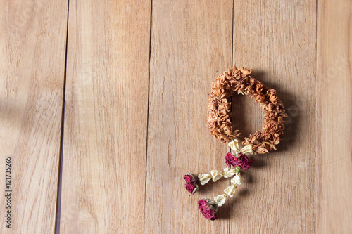 Obraz na plátne dry garland on wood background