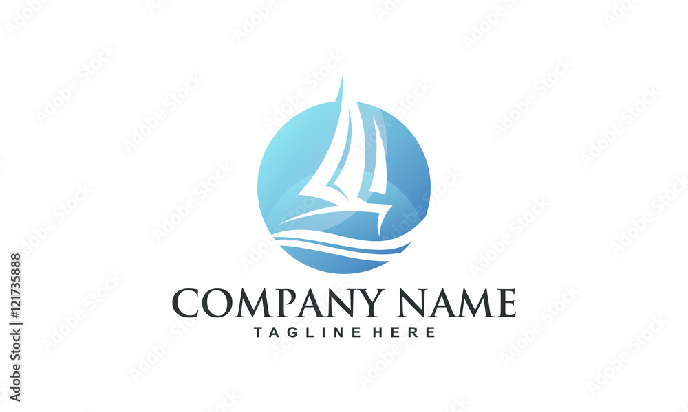 Blue Circle Ship Logo Illustration Stock Vector | Adobe Stock