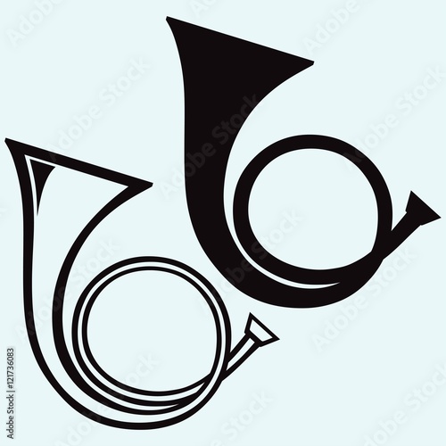 French horn, wind musical instrument