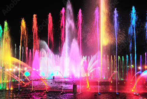 Night fountain lights show