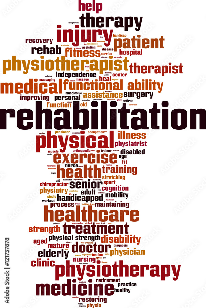 Obraz premium Rehabilitation mining word cloud concept. Vector illustration