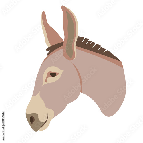 donkey head face vector illustration style Flat