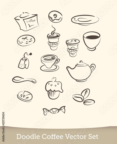coffee doodle set isolated on white background. vector illustration © igorkisstochka