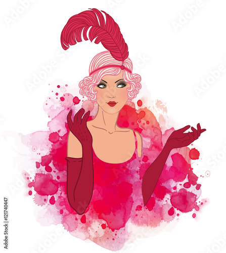 Flapper girl: Retro party invitation design.
