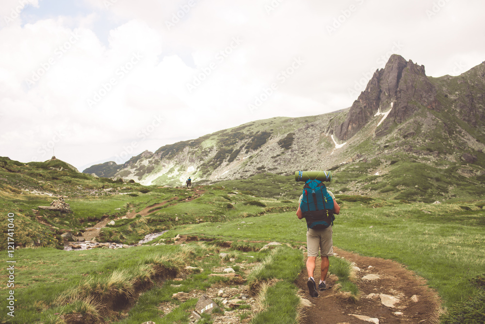 Male hiker in the mountains