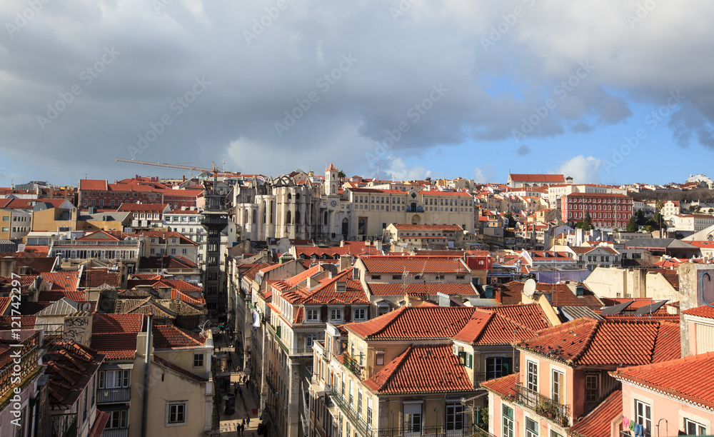 View of  district Baixa in Lisbon, Portugal
