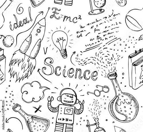 Back to School: science lab objects doodle vintage style sketche