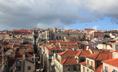 View of district Baixa in Lisbon, Portugal 