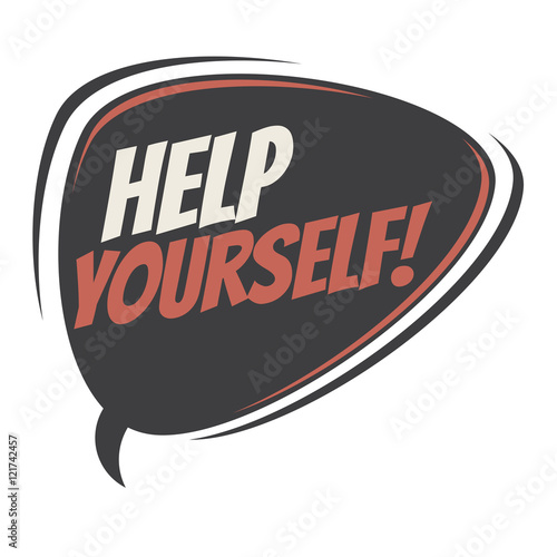 help yourself retro speech bubble