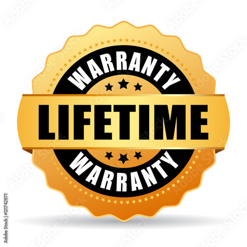 Lifetime warranty gold icon photo