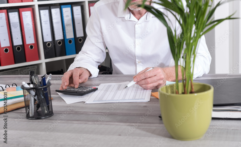 Fototapeta premium Businessman doing his accounting