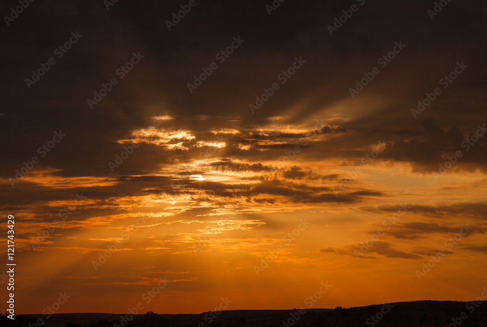 golden sunset with clouds