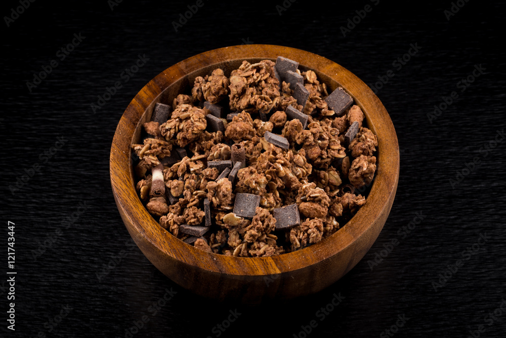 muesli with pieces of chocolate muesli with pieces of chocolate