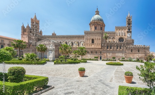 Palermo Cathedral (Metropolitan Cathedral of the Assumption of Virgin Mary) in Palermo, Sicily, Italy. Architectural complex built in Norman, Moorish, Gothic, Baroque and Neoclassical style.