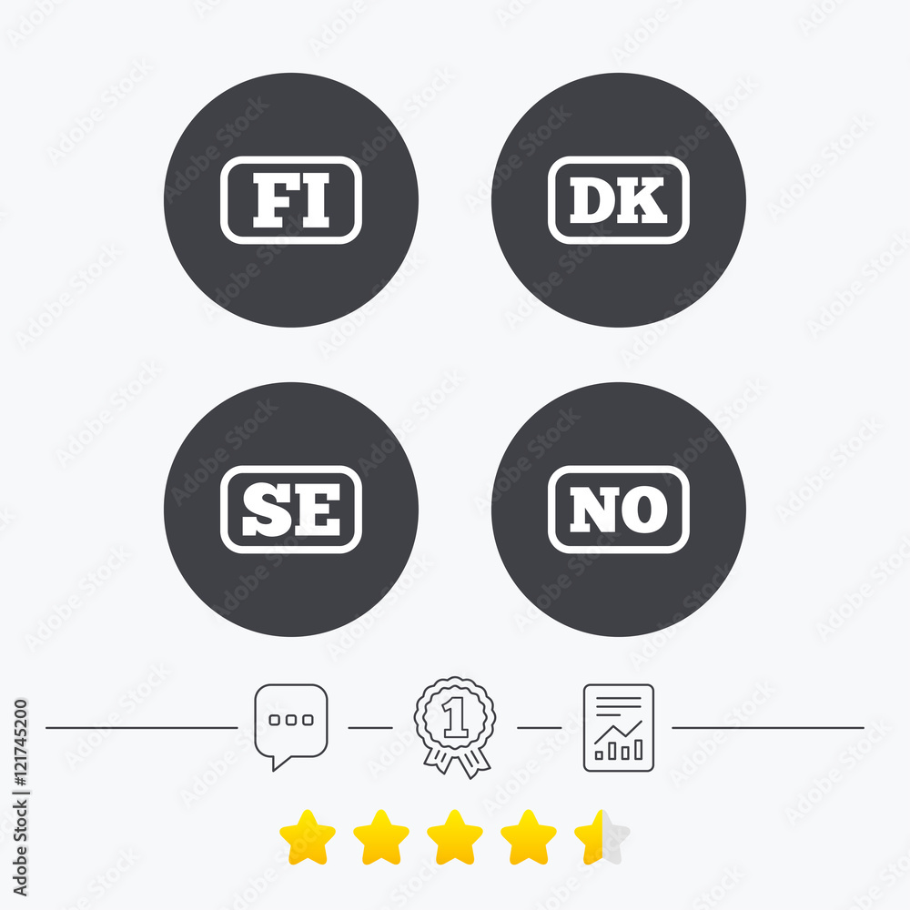 Language icons. FI, DK, SE and NO translation. Language icons. FI, DK, SE and NO translation.