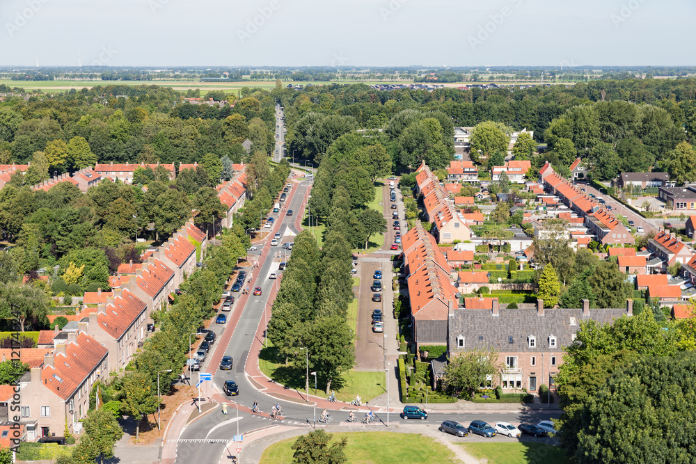 Aerial view residential area of Emmeloord, The Netherlands