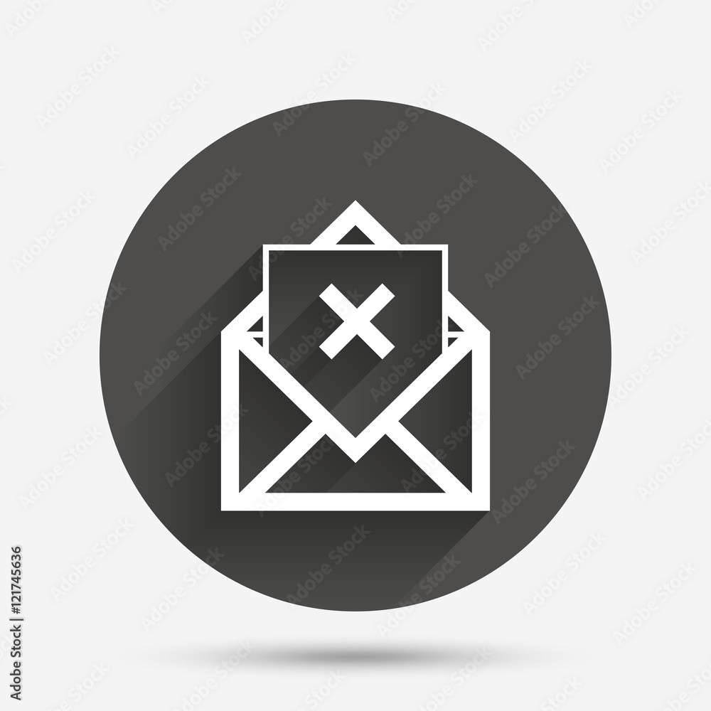 Mail delete icon. Envelope symbol. Message sign Mail delete icon. Envelope symbol. Message sign