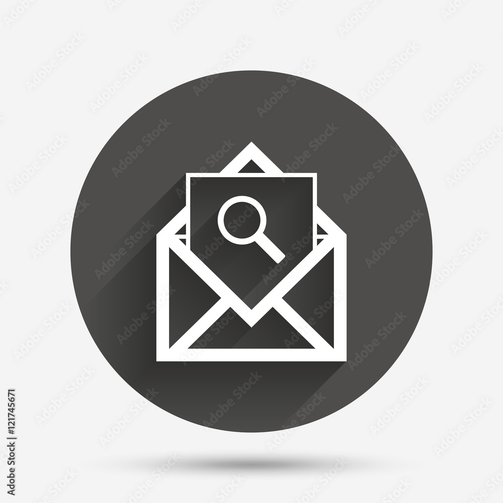 Mail search icon. Envelope symbol. Message sign. Mail search icon. Envelope symbol. Message sign.