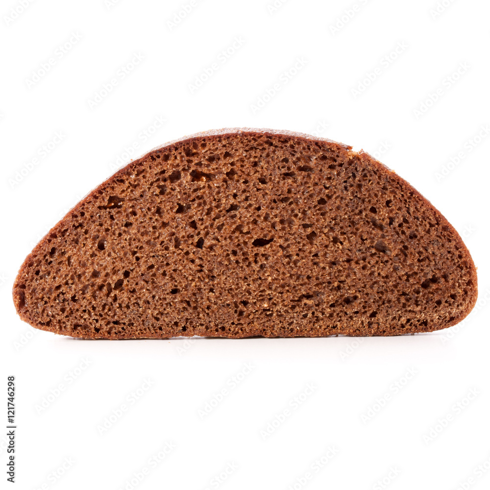 Slice of fresh rye bread isolated on white background cutout Slice of fresh rye bread isolated on white background cutout