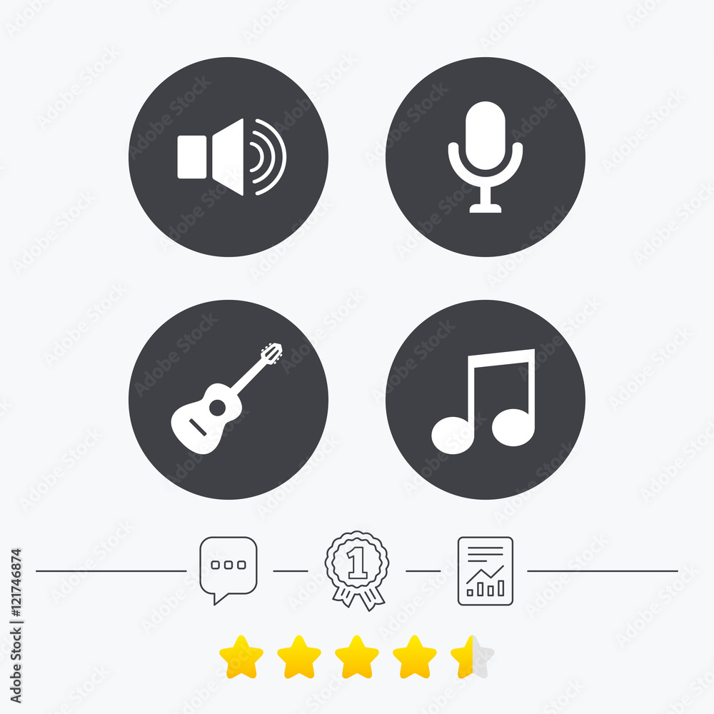 Musical elements icon. Microphone, Sound speaker Musical elements icon. Microphone, Sound speaker