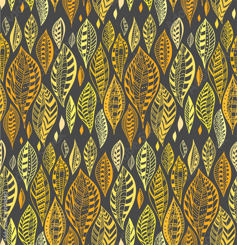 Seamless pattern with leafs. Autumn leaf background. Floral seamless pattern, leaf background. Plants ornament


