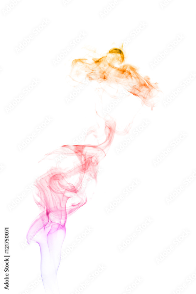 Obraz premium The movement of smoke cigarettes on a white background .