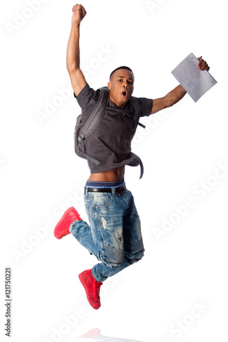 Student jumping because good grades