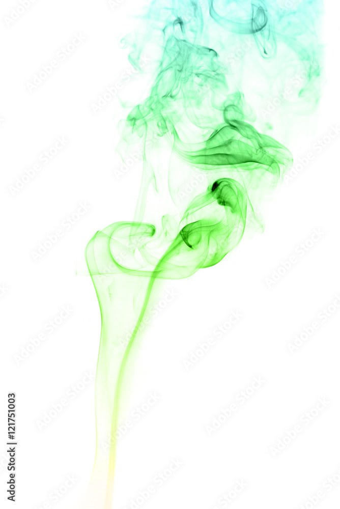 Fototapeta premium The movement of smoke cigarettes on a white background .