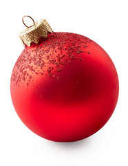 Red christmas ball isolated on white background