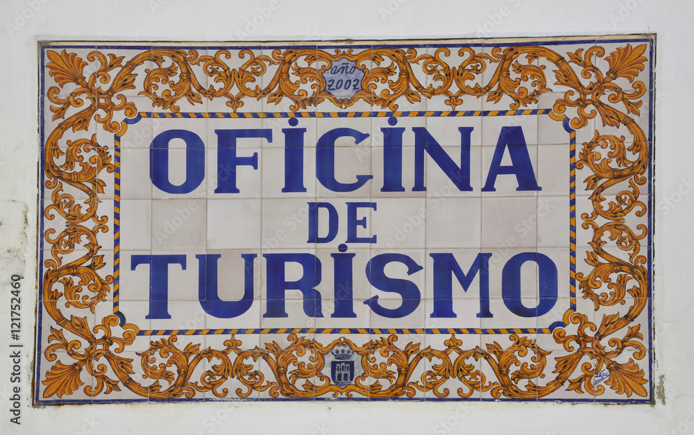 Fototapeta premium Azulejo de oficina de turismo, Arcos de la Frontera