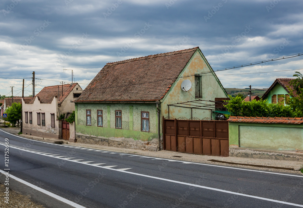 Naklejka premium houses in Miercurea Sibiului town in Romania