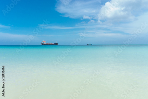 cargo ship on ocean in caribbean Corn Island from Nicaragua © carles