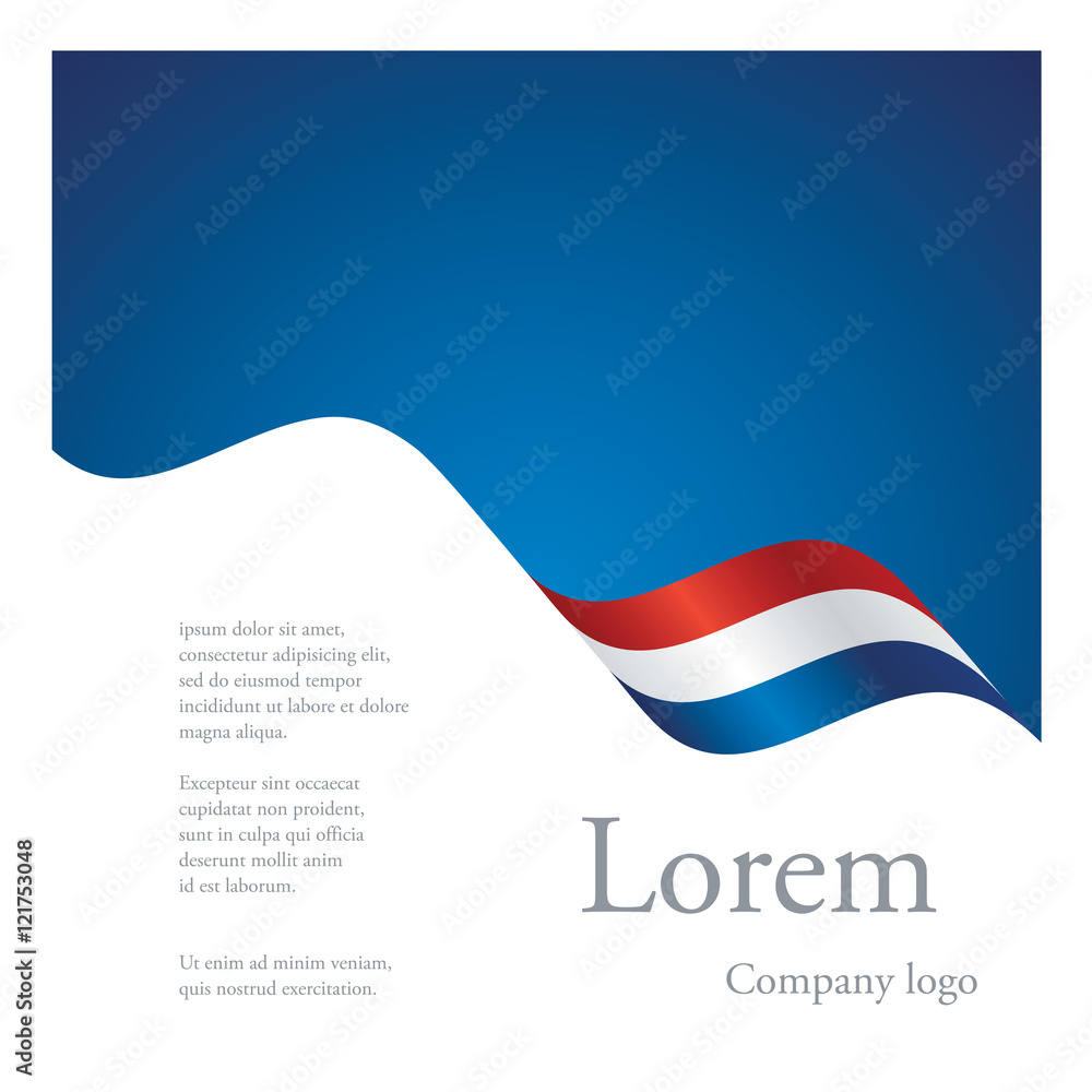 Fototapeta premium New brochure abstract design modular single pattern of wavy flag ribbon of Netherlands