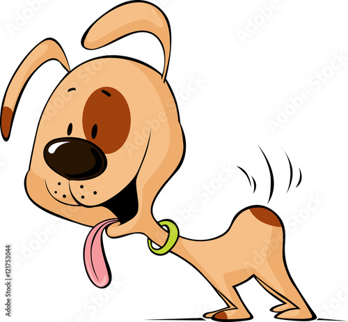 enthusiastic dog waiting for food cartoon - vector illustration
