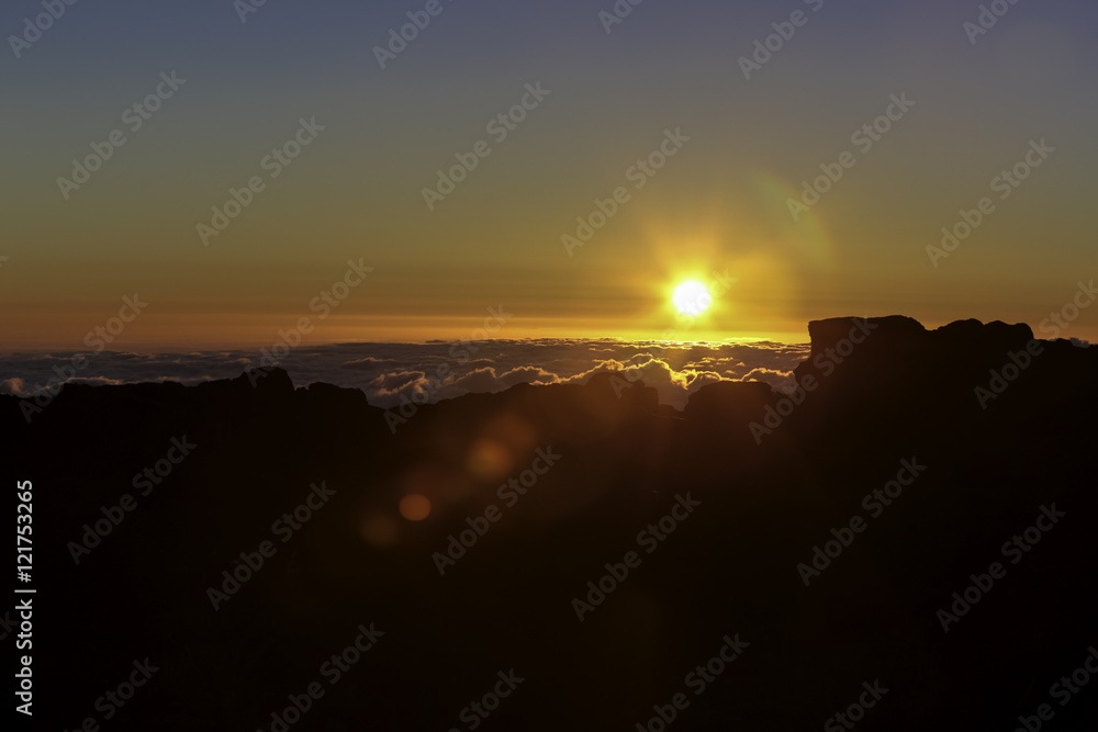 sunrise over volcano