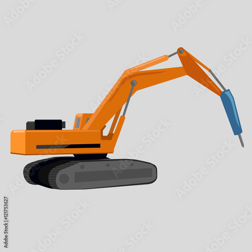 Excavator with Hydraulic Hammer