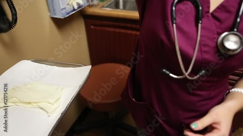 Nurse Performing Eye Exam from Patient's Point of View