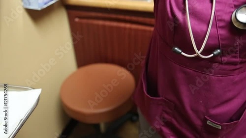 Nurse Performing Eye Exam from Patient's Point of View