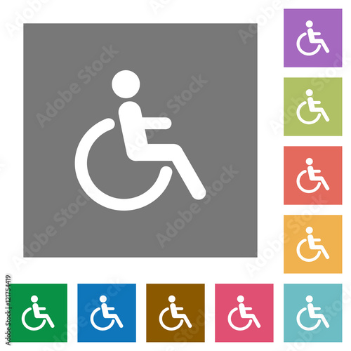 Disability square flat icons