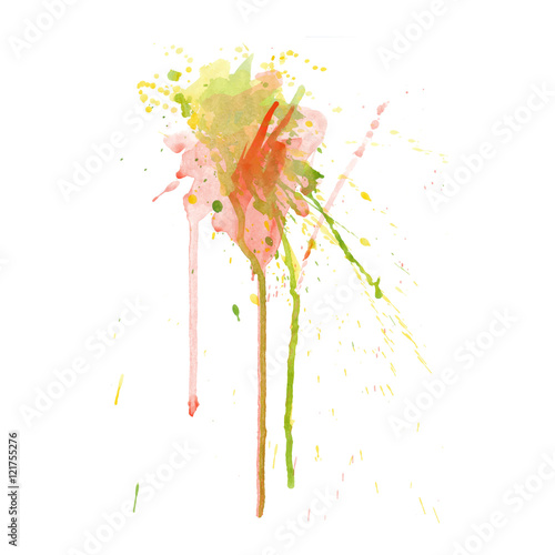 Colorful abstract watercolor texture with splashes and spatters and drips. Modern creative watercolor background for trendy design.