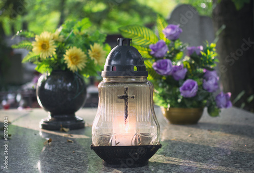 Candle on the cemetery.