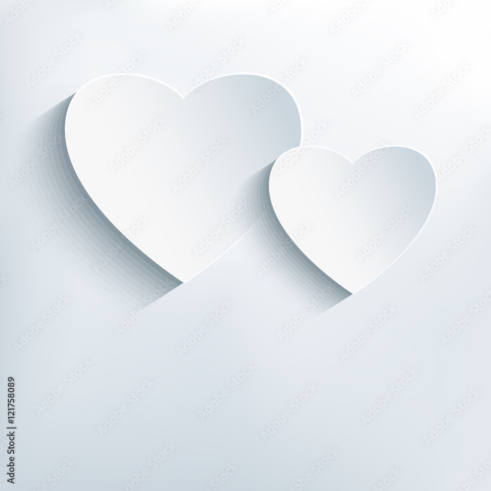 Stylish creative abstract background with two 3d hearts Stylish creative abstract background with two 3d hearts