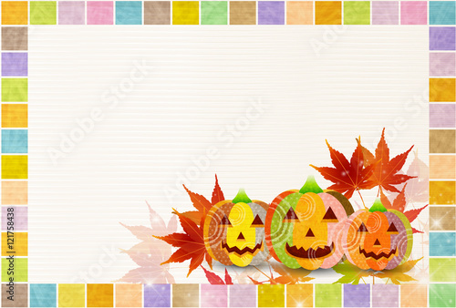 ハロウィン　かぼちゃ　紅葉　フレーム