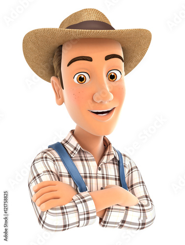 3d farmer with arms crossed